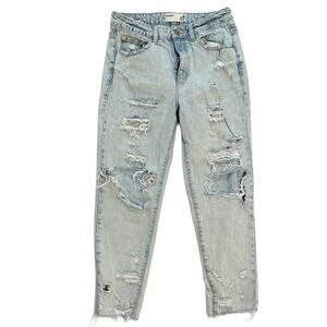 Garage moms Jeans women w26 4 torn tattered Ripped Light Wash High-Waist punk
